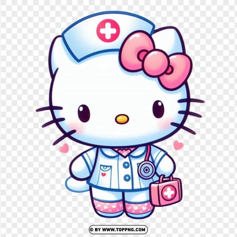 Hello Kitty Nurse Tattoo, Nurse Drawing Art, Cricket Maker, Nurse Drawing, Nurse Cartoon, Hospital Icon, Kitty Tattoo, Hello Kitty Imagenes, Nurse Tattoo