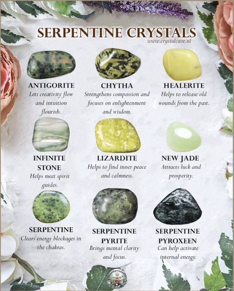 Hypersthene Stone Meaning, Serpentine Stone Meaning, Smithsonite Crystal, Wicca Recipes, Serpentine Crystal, Crystal Healing Chart, Serpentine Stone, Magic Stones, Orgone Energy