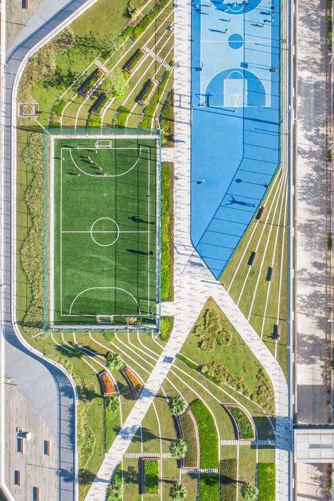 Landscape Ideas Architecture, Ideas Around Trees, Yard Renovation, Landscape Architecture Presentation, China Landscape, Sports Facility Architecture, Campus Landscape, Yard Oasis, Playgrounds Architecture