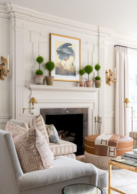 Transitional Mantle Decor, Chinoiserie Panel, Disney House, Sitting Rooms, White Fireplace, Transitional Living, Transitional Living Rooms, Hilton Head, Renovation Ideas