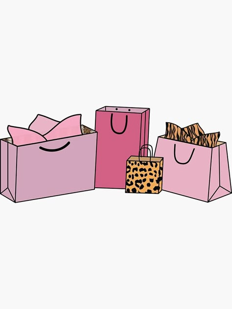 "Print Shopping Bags" Sticker by brookesamole | Redbubble Cute Logo For Online Shop, Shopping Cover Photo, Online Shopping Pictures, Shopping Link Graphic, Shopping Bags Drawing, Shop Now Logo, Shopping Bag Drawing, Shopping Bag Illustration, Shopping Drawing