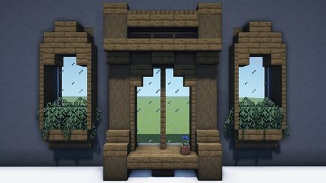 Mincraft Idea Window, Minecraft Window Shutters, Minecraft Windows Design Cottage, Minecraft Small Windows Design, Circular Window Minecraft, Entry Way Minecraft, Minecraft Window Design Ideas, Minecraft Castle Window Ideas, Mc Window Ideas