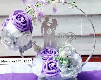 Butterfly Baby Shower Centerpieces, Floating Candle Decorations, Hoop Centerpiece, Couple Decor, Snowflake Centerpieces, Wedding Floral Decor, Princess Centerpieces, Purple And Silver Wedding, Quinceanera Centerpieces