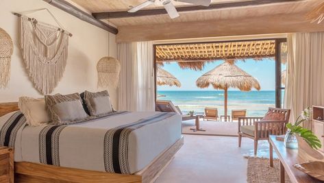 El Pez adds two rooms right on the beach: Travel Weekly Beach Hotel Lobby, Tulum Beach Hotels, Small Boutique Hotel, Boutique Hotel Bedroom, Beach Hotel Room, Boutique Hotels Interiors, Hotel Style Bedroom, Beach In Mexico, Boutique Hotel Room