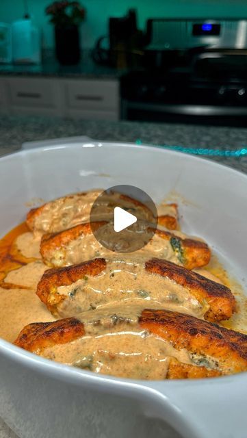 Two Day Dinner Ideas, Creamy Cajun Stuffed Salmon, Salmon And Sauce, Salmon With Sauce Recipes, Salmon With Spinach Cream Sauce, Saturday Dinner Ideas For Two, Stuffed Salmon Recipes Spinach, Stuffed Salmon Recipes Crabmeat, Light Dinner Recipes Healthy