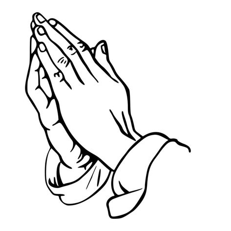 Prayer Hands Drawing, Praying Hands Clipart, Praying Hands Drawing, Prayer Hands Tattoo, Pray Tattoo, Tato Flash, Tato Ikan Koi, Hand Outline, Praying Hands Tattoo