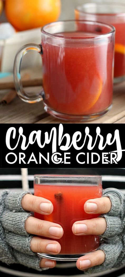 Cranberry Orange Cider only takes about 15 minutes to make and is perfect for all the winter and holiday activities that leave you cold and in need of warming up! | www.persnicketyplates.com #cider #cranberry #orange #drinks #hotdrinks #easyrecipe #fallrecipes Orange Cider Recipe, Warm Drinks Recipes, Cranberry Cider, Cranberry Drinks, Cider Drinks, Hot Drinks Recipes, Cranberry Apple, Orange Drinks, Cider Recipe