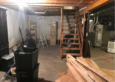 Furnace Room Makeover, Diy Basement Bathroom, Cheap Basement Remodel, Furnace Room, 1920 Home, Basement Conversion, Basement Bathroom Remodeling, Small Basement Remodel, Old Basement