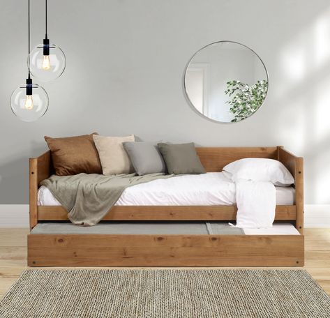 10 Trundle Daybeds That'll Instantly Maximize Your Square Footage | Hunker Idea Bilik Tidur, Mid Century Daybeds, Daybed Room, Reka Bentuk Dalaman, Hiasan Bilik Tidur, Twin Daybed With Trundle, Modern Daybed, Twin Trundle, Wood Daybed