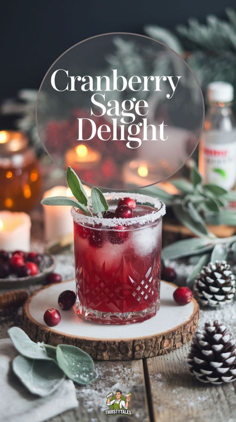 "Discover the refreshing Cranberry Sage Delight Mocktail Recipe! This non-alcoholic drink combines the tartness of cranberries with the aromatic essence of sage, creating a perfect Cranberry Sage Mocktail for any occasion. Enjoy a delightful Sage Cranberry Fizz that’s ideal for fall gatherings. This Cranberry Sage Refresher is not only a Fall Cranberry Mocktail, but also an herbal twist on classic beverages. Perfect for any celebration, this Cranberry Sage Spritz is a must-try!" Festive Mocktail, Drinks Mocktail, Winter Mocktails, Cranberry Mocktail, Cranberry Fizz, Holiday Mocktail, Refreshing Mocktail, Cranberry Punch, Cranberry Bliss