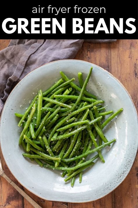 Looking for a simple yet flavorful side dish? Try this easy air fryer green beans recipe! With just a few ingredients and minimal effort, you can enjoy perfectly crispy green beans in no time. Whether you use fresh or frozen green beans, the air fryer will have them cooked to perfection. These crunchy green beans are sure to become a family favorite at any meal. Give this recipe a try and add some healthy greens to your plate today! Air Fryer Frozen Green Beans, Frozen Green Bean Recipes, Cooking Frozen Green Beans, Air Fryer Green Beans, Vegetarian Side Dish Recipes, Crispy Green Beans, The Best Air Fryer, Green Beans Recipe, Cooking Green Beans