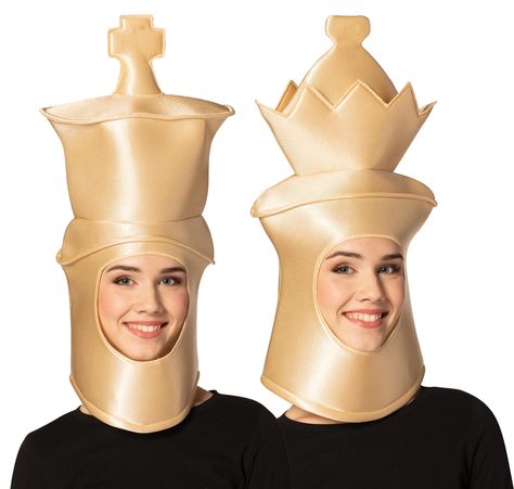 PRICES MAY VARY. YOU'RE THE PERFECT MATE: This game isn't for weaklings, trading pieces is what it's all about! Wear this clever Ultimate Deluxe Beige King and Queen Chess Headpieces Couples costume isn't just for Halloween but for any party or event with a fun theme! INCLUDES: This couples costume set includes 2 beige headpieces made from beige polyester and are shaped like a King chessboard piece and a Queen chessboard piece with open faces for easy eating and drinking. Wear your own clothes, Queen Chess, Chess Queen, Couples Costume, Costume Set, King And Queen, Couple Halloween, Couple Halloween Costumes, Couples Costumes, King Queen