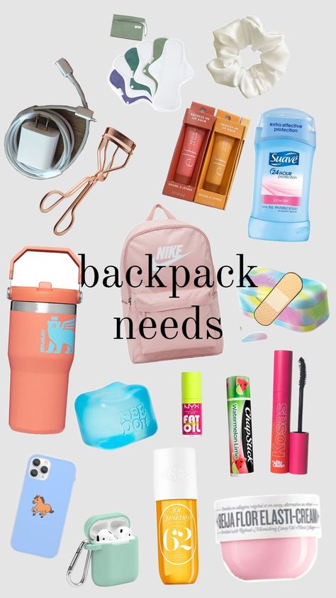 #backpack needs #back to school Pack My Backpack With Me, Preppy Locker, Backpack Needs, Whats In My Backpack, Back To School Must Haves, Trip Essentials Packing Lists, Locker Ideas, School Emergency Kit, School Backpack Essentials