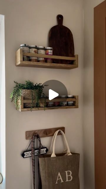 Abbey Brown - DIY | Reno | Upcycles | Styling on Instagram: "My little trick to make the £3 @ikeauk BEKVÄM shelves look more expensive! 

I have these spice racks all around my home! They don’t have to be used as a spice rack! I even have one in my bathroom have you noticed? People are always shocked when I say oh they are just the cheap shelves from Ikea! These shelves are fully wood so it’s crazy what a little bit of sanding and wax can do! They are also perfect for small spaces so adding these to a small dead space in my small kitchen has given me a little more storage and they look pretty too! 

Hope you are all ok! Have a fab Wednesday! 

Lots of love!

Ab xxx 

#ikeahacks #ikeahack #ikeashelfhack #ikeaideas #smallkitchendesign #smallkitchendesign #smallkitchensolutions #smallkitchen Bekvam Bathroom, Ikea Spice Rack Hack, Ikea Shelf Hack, Small Kitchen Solutions, Cheap Shelves, Wooden Spice Rack, Spice Racks, Organizing Hacks, Diy Plant Stand