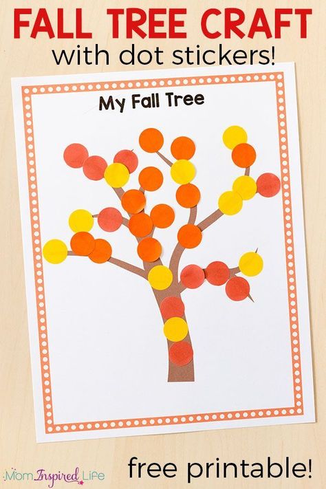 Fall tree craft for preschoolers. This fall tree art activity is a fun way to develop fine motor skills this fall! #fallactivities #falltheme #preschool #pre-k #kindergarten #math #mathcenters #mathactivities #literacyactivities #literacycenters #activitiesforkids #funlearningforkids #fallart #artforkids Fall Tree Craft, Fall Crafts For Toddlers, Craft For Toddlers, Fall Preschool Activities, Dot Stickers, Fall Arts And Crafts, Fall Art Projects, Preschool Fine Motor, Easy Fall Crafts