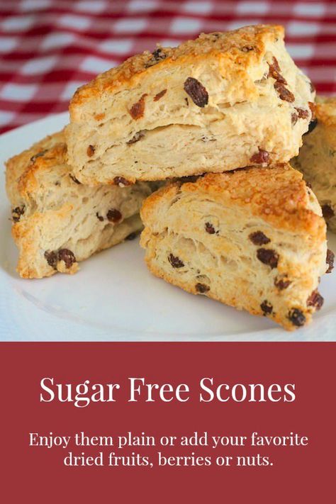 Sugar Free Scones - A versatile recipe for sugar free scones to which you can add dried fruits, nuts or even frozen berries to create many favorite versions. Sugar Free Scones, Scones Easy, Rock Recipes, Atkins Recipes, Frozen Berries, Calorie Recipes, Healthier Choices, Low Carbohydrate Diet, Low Carbohydrates