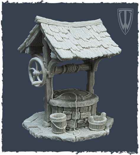 Fantasy Town, Gaming Table, Medieval Houses, Wargaming Terrain, 3d Modelle, Fantasy House, Miniature Houses, Water Well, 3d Modelling