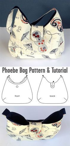 Phoebe Bag Pattern and Tutorial Simple Bag Sewing Pattern Free, Hobo Purse Patterns Free, Hand Sewn Purses Free Pattern, Hobo Purse Patterns Free Diy Bags, Phoebe Bag Free Pattern, Small Shoulder Bag Pattern, Purses To Sew Free Pattern, How To Sew A Handbag, Diy Hand Bags Free Pattern