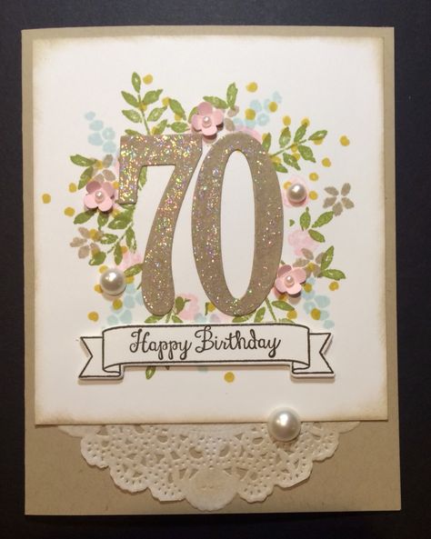 Happy Birthday - 70th Birthday Card 70 Years, 70th Birthday Cards For Women Handmade, Womens Birthday Cards, Cc Numbers, Milestone Birthday Cards, Birthday Card Art, Chalk Painting Color, Card Art Ideas, Birthday Card Decoration