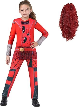 Movie Character Dress Up, Movie Character Cosplay, Costume With Wig, Outfits For Halloween, Descendants 4, Red Cosplay, Character Dress Up, Kids Movie, Costume For Girls