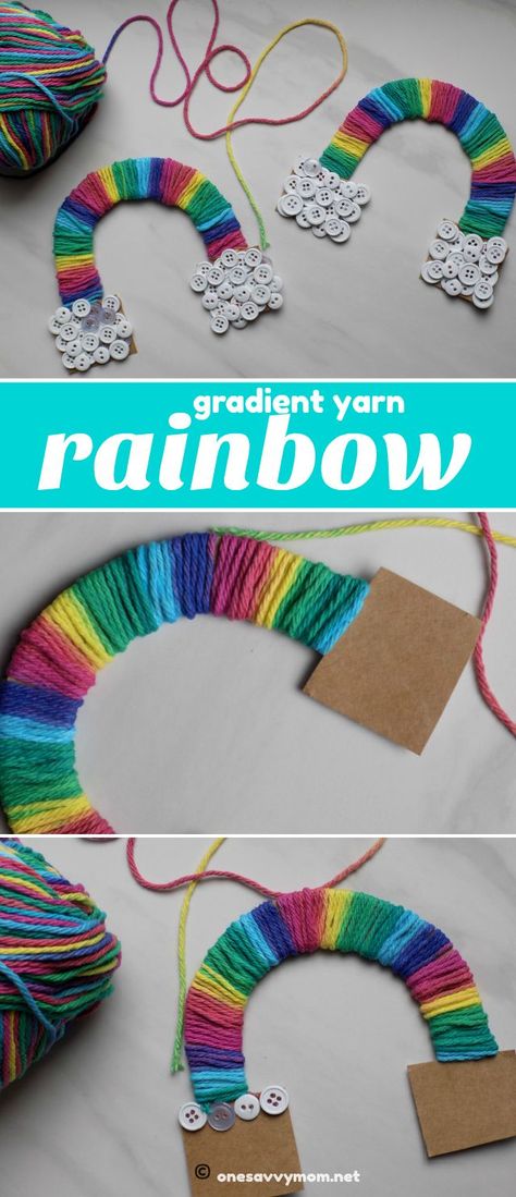 Diy With Kids, Yarn Rainbow, Yarn Crafts For Kids, Craft For Toddlers, Rainbow Craft, Make A Rainbow, Rainbow Yarn, Diy Techniques And Supplies, Arts And Crafts For Adults