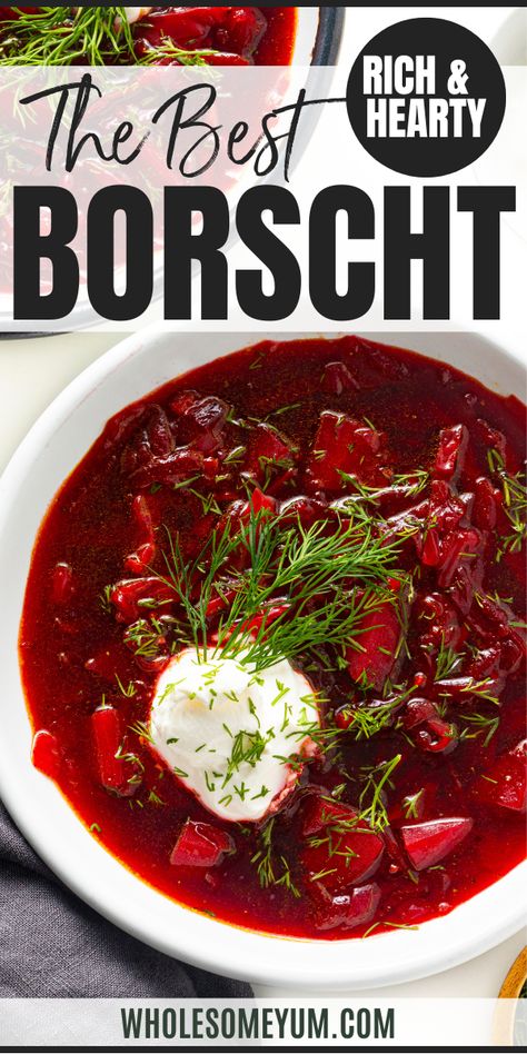 Borscht Recipe Healthy Borscht Soup, Easy Beet Soup Borscht Recipe, Homemade Borscht Soup, Hong Kong Borscht Soup, Borscht Soup Recipe Polish, Ukrainian Borscht Recipe, Easy Borscht Recipe, Easy Borchtch Soup Recipes, Beets Borscht Soup Recipes