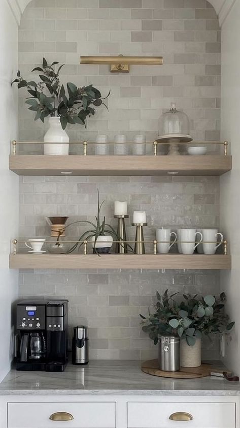 Why You Need a Kitchen Coffee Bar - Nikki's Plate Kaffe Station, Coffee Bar Station, Coffee Bar Ideas, Home Coffee Stations, Coffee Bars In Kitchen, Home Coffee Bar, Coffee Nook, Coffee Bar Home, Coffee Corner