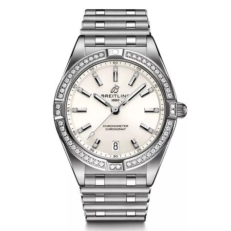 Ladies' Watches | Buy Women's Watches Today  - Ernest Jones Amex Card, Breitling Chronomat, Misty Copeland, Breitling Watches, Bezel Diamond, Diamond Watch, Women's Watch, Watch Movement, White Dial