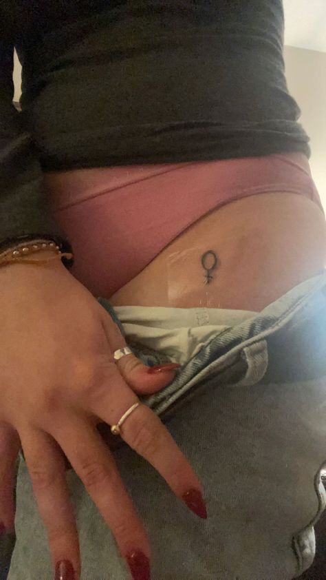 #tattoo #hiptattoo #feminist #feministtattoo #femaleempowerment Tattoo For Feminists, Feminist Symbol Tattoo, Subtle Feminist Tattoo, Trans Symbol Tattoo, Tattoo Ideas Feminist, Radical Feminist Tattoo, Unique Feminist Tattoo, Woman Empowerment Tattoos, Small Feminist Tattoos