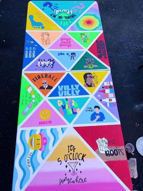 Unique Pong Table Designs, College Beer Pong Table, Pong Table Designs, Corn Hole Boards Designs, Painted Corn Hole Boards, Beer Pong Table Diy, Diy Beer Pong, Diy Beer Pong Table, Custom Beer Pong Tables