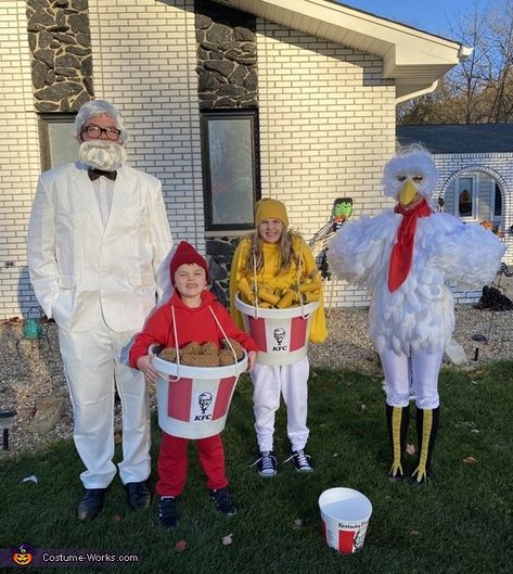 Kentucky Fried Chicken Costume, Kernel Sanders And Chicken Costume, Colonel Sanders And Chicken Costume, Colonel Sanders Costume, Chick Fa La, Chicken Costume, Chicken Bucket, Chicken Costumes, Bran Cereal