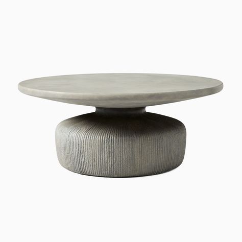 Concrete Coffee Table Living Room, Round Concrete Coffee Table, Outdoor Round Coffee Table, West Elm Coffee Table, Coffee Table Round, Coffee Table Cover, Concrete Coffee Table, Drum Coffee Table, Oversized Furniture