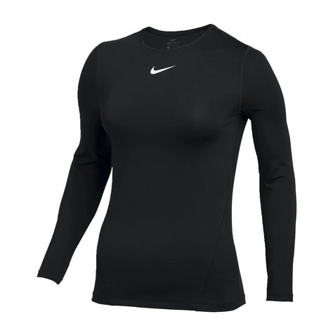 Nike Womens Pro All Over Mesh Training Long Sleeve Top Black Front Spandex Long Sleeve Top, Gym Long Sleeve Top, Long Sleeve Compression Shirt Women, Nike Compression Shirt Woman, Basketball Wishlist, Nike Compression Shirt, Nike Sweater Women, Nike Tops Women, Long Sleeve Sports Top