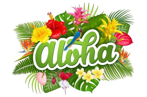 Hawaiian Language, Hawaiian Leaf, Aloha Summer, Plants Leaves, Hawaii Party, Tiki Cocktails, Plant Vector, Hand Drawn Lettering, Leaf Drawing