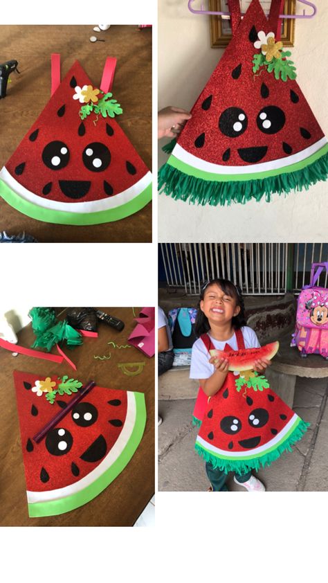 Ideas de disfraz de sandía para niñ@ Fruit Costumes, Fruits For Kids, Paper Decorations, Kids Costumes, Fancy Dress, Activities For Kids, Nursery, Fruit