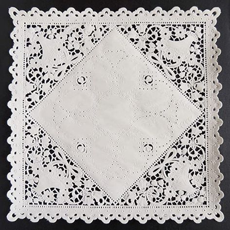 Amazon.com: 50 Pieces 8" SQUARE WHITE Paper Lace Doilies: Kitchen & Dining Paper Lace Doilies, Colored Doilies, Doilies Crafts, Square Baskets, How To Make An Envelope, Lace Doily, Paper Doilies, Paper Lace, Invitations Wedding