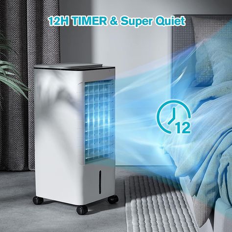 Amazon.com: Portable Air Conditioner, 3-IN-1 Evaporative Air Cooler with Remote, 3 Modes 3 Speeds &12H Timer, 1.16Gal Portable AC, 5 Ice Packs & 4 Wheels, 45° Oscillation, Quiet Swamp Cooler for Room Home Office : Home & Kitchen Fan Humidifier, Cooler Air Conditioner, Swamp Cooler, Portable Air Cooler, Evaporative Air Cooler, Portable Air Conditioners, Portable Ac, Bedroom Bed Design, Room Home Office