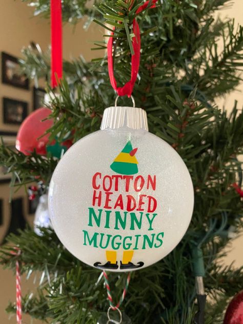 Buddy The Elf Yard Decorations, Elf Christmas Ornaments Diy, Christmas Story Ornaments Diy, Buddy The Elf Themed Christmas Tree, Buddy The Elf Tree, Buddy The Elf Ornaments Diy, Buddy The Elf Ornaments, The Elf Christmas Decorations, Elf Themed Christmas Decor