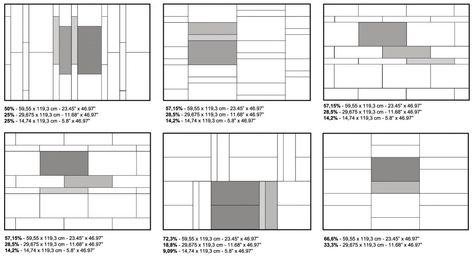 Tile layouts Porcelain Stoneware Floor, Tile Layout Patterns, Section Drawing Architecture, Paving Pattern, Paving Ideas, Paving Design, Cladding Design, Door Handle Design, Villa Interior