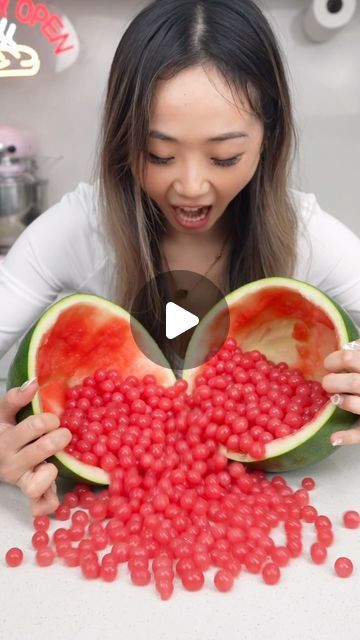 Catherine Zhang on Instagram: "Watermelon popping boba 🍉 Why buy boba when you can make a whole watermelon full of it yourself? 🥰  Link to the recipe in my bio or here: https://zhangcatherine.com/popping-boba/ . . . #watermelon #poppingboba #boba #bubbletea #dessert #recipe" Watermelon Popping Boba Recipe, Watermelon Popping Boba, Watermelon Boba Recipe, What To Make With Watermelon, How To Make Popping Boba, Canned Watermelon, Watermelon For Party, Catherine Desserts, Fruit Recipes Dessert