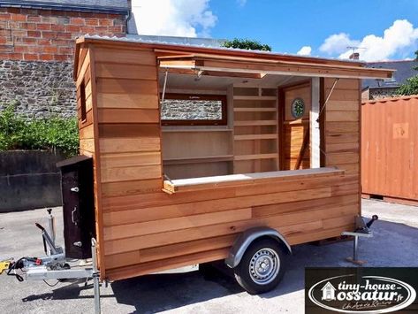 Building A Food Trailer, Diy Food Trailer How To Build, Diy Coffee Trailer, Food Truck Design Exterior, Diy Food Trailer, Kombi Food Truck, Foodtrucks Ideas, Mobile Coffee Shop, Coffee Trailer