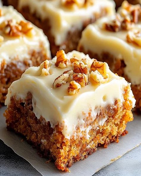 Decadent Carrot Cake Bars with Cream Cheese Frosting Carrot Cake Recipe Healthy, Vegan Sign, Bars With Cream Cheese Frosting, Bars With Cream Cheese, Carrot Cake Bars, Gluten Free Carrot Cake, Healthy Carrot Cakes, Vegan Carrot Cakes, Best Carrot Cake