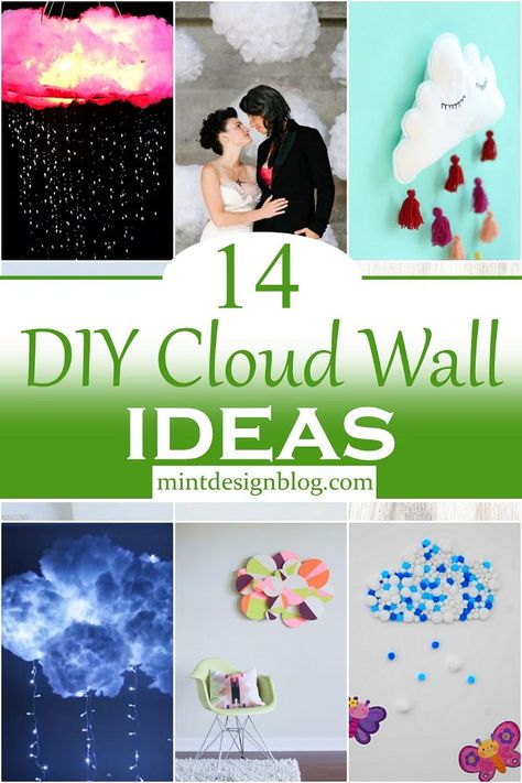 14 DIY Cloud Wall Ideas For Cloudy Decorations - Mint Design Blog Diy Clouds Decorations, Paper Clouds, Cloud Theme, Cloud Craft, Diy Clouds, Cloud Decoration, Cloud Stencil, Small Business Planner, Gold Spray Paint