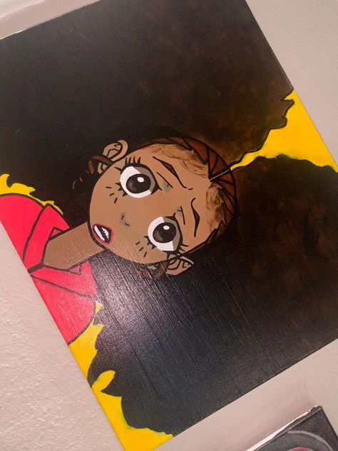 Hand painted & drawn with acrylic paints, sealed with Modge Podge. Penny Proud Painting Canvas, Partynextdoor Painting, Painting Ideas On Canvas Cartoon Characters, Boondocks Painting, Cartoon Paintings, Art Mini Toile, Drawing Designs, Art Assignments, Art Help