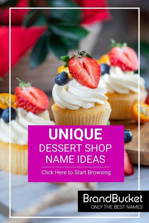 In search of amazing Dessert Shop Names? You’ve come to the right place! Here you'll find 50+ catchy brand names for Dessert Businesses that will have people drooling for more. Check out the name ideas now! dessert shop name ideas, dessert shop names, dessert shop names ideas in french, dessert shop logo, dessert shop ideas, dessert shop business name, dessert business names, dessert business name ideas Baking Shop Name Ideas, Patisserie Name Ideas, Dessert Brand Name Ideas, Dessert Business Name Ideas, Dessert Names Ideas, Bakeshop Names Ideas, Dessert Shop Names Ideas, Bakery Names Ideas Unique, Dessert Business Names