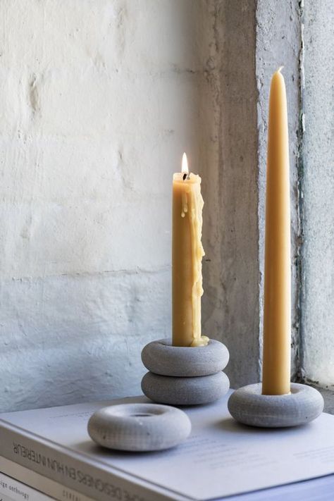 Brick Candle Holder, Clay Candle Holders Diy, Clay Candle Holders, Concrete Candle Holders, Pottery Candle Holder, Clay Candle, Pottery Candle, Concrete Candle, Cerámica Ideas