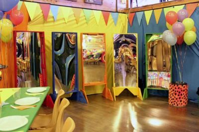 Circus Party Ideas | yvonnebyattsfamilyfun Bendy Mirror, Funhouse Mirror, Vintage Carnival Party, Vintage Circus Party, Diy Carnival, Carnival Decorations, Clown Party, Prom Themes, Kids Carnival