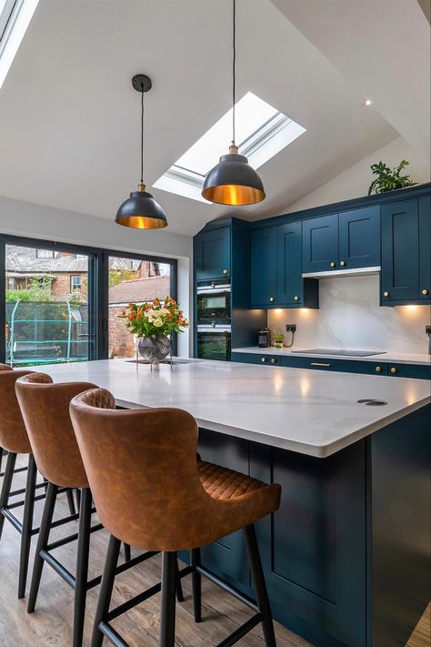 Classic blue and white shaker kitchen design