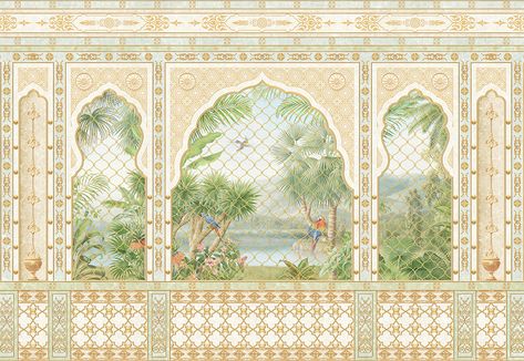 TROPICAL ag0256 Kampung Vibes, Mughal Elements, Ananbo Wallpaper, Chinese Tapestry, Mughal Art Paintings, Wallpaper Tropical, Wedding Background Decoration, Wallpapers Desktop, Tropical Wallpaper