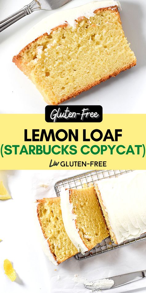 This gluten-free lemon loaf tastes just like the classic Starbucks snack - except this copycat version is healthy and allergy-friendly. Sweet, tart, and moist - this snack cake is sure to be a hit in your kitchen! Lemon Loaf Starbucks, Fancy Baking, King Arthur Gluten Free, Starbucks Lemon Loaf, Gluten Free Meal Plan, Easy Gluten Free Desserts, Coconut Desserts, Lemon Loaf, Gluten Free Bakery